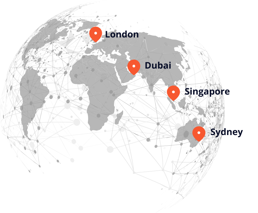 Offices in the UK, Dubai, Singapore, and Sydney